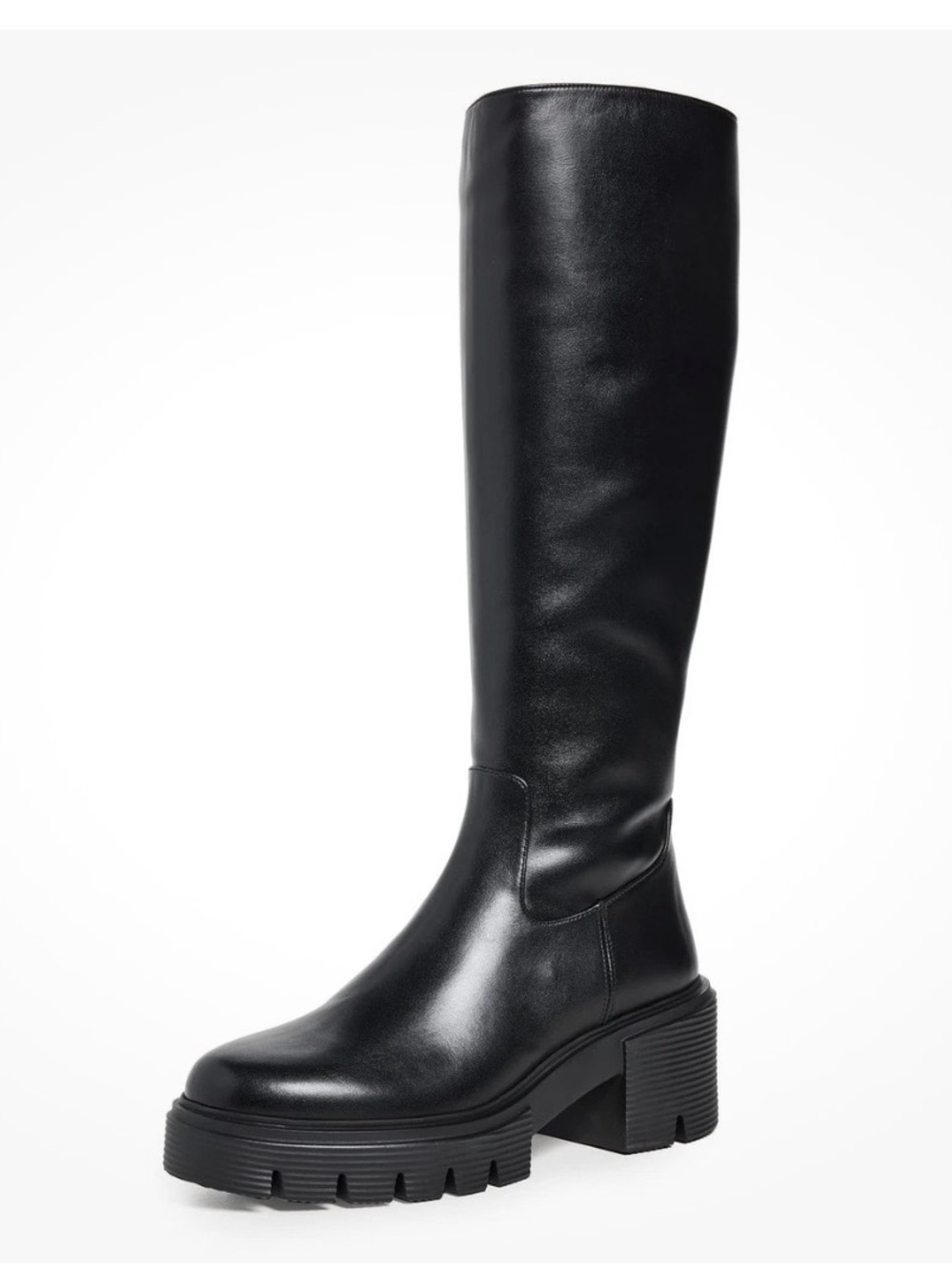 Stuart Weitzman Black Soho Knee High Lug Sole Boots. Size 8.